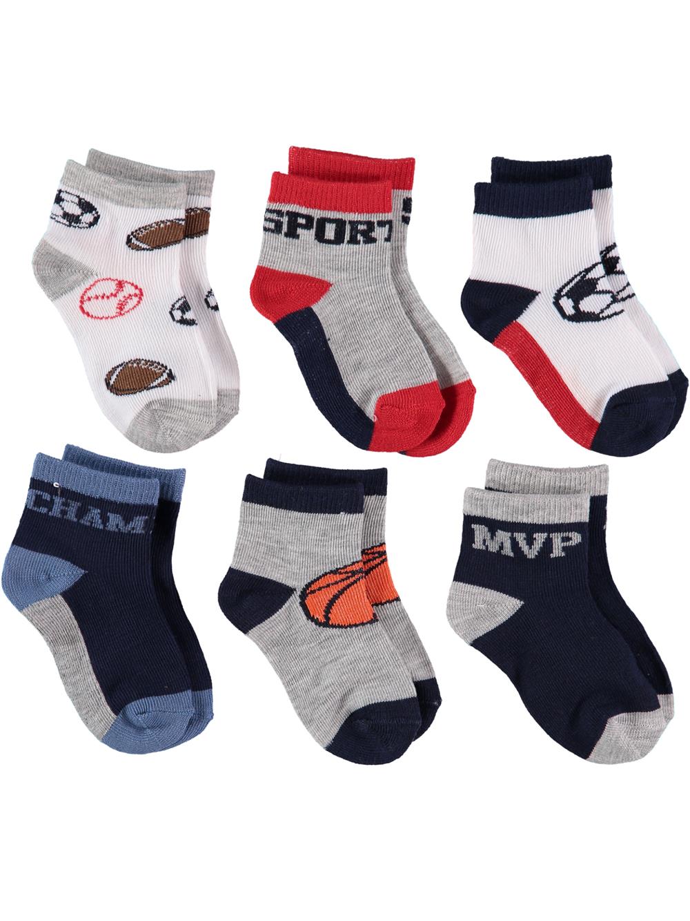 Rene Rofe Boys 2T-4T Sport 6-Pack Sock