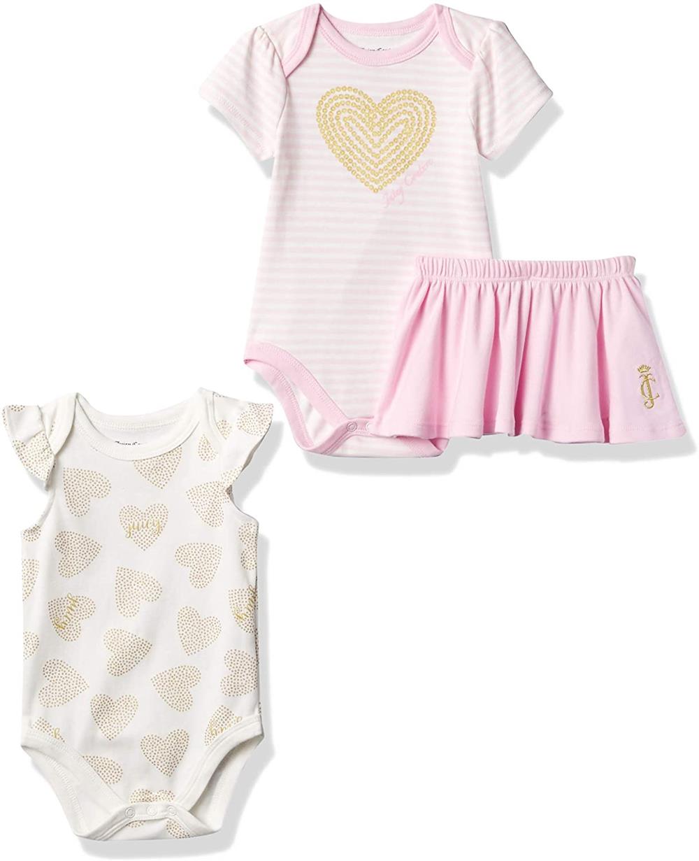 Juicy Couture Girls 0-9 Months Heart 3-Piece Bodysuit Skirt Set