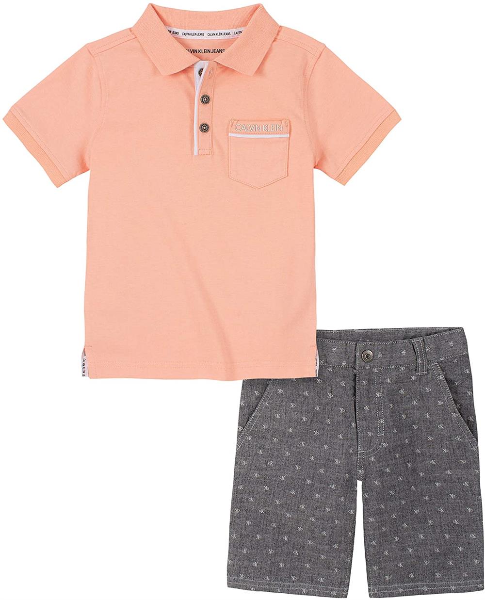 Calvin Klein Boys 2T-4T Polo Short Set