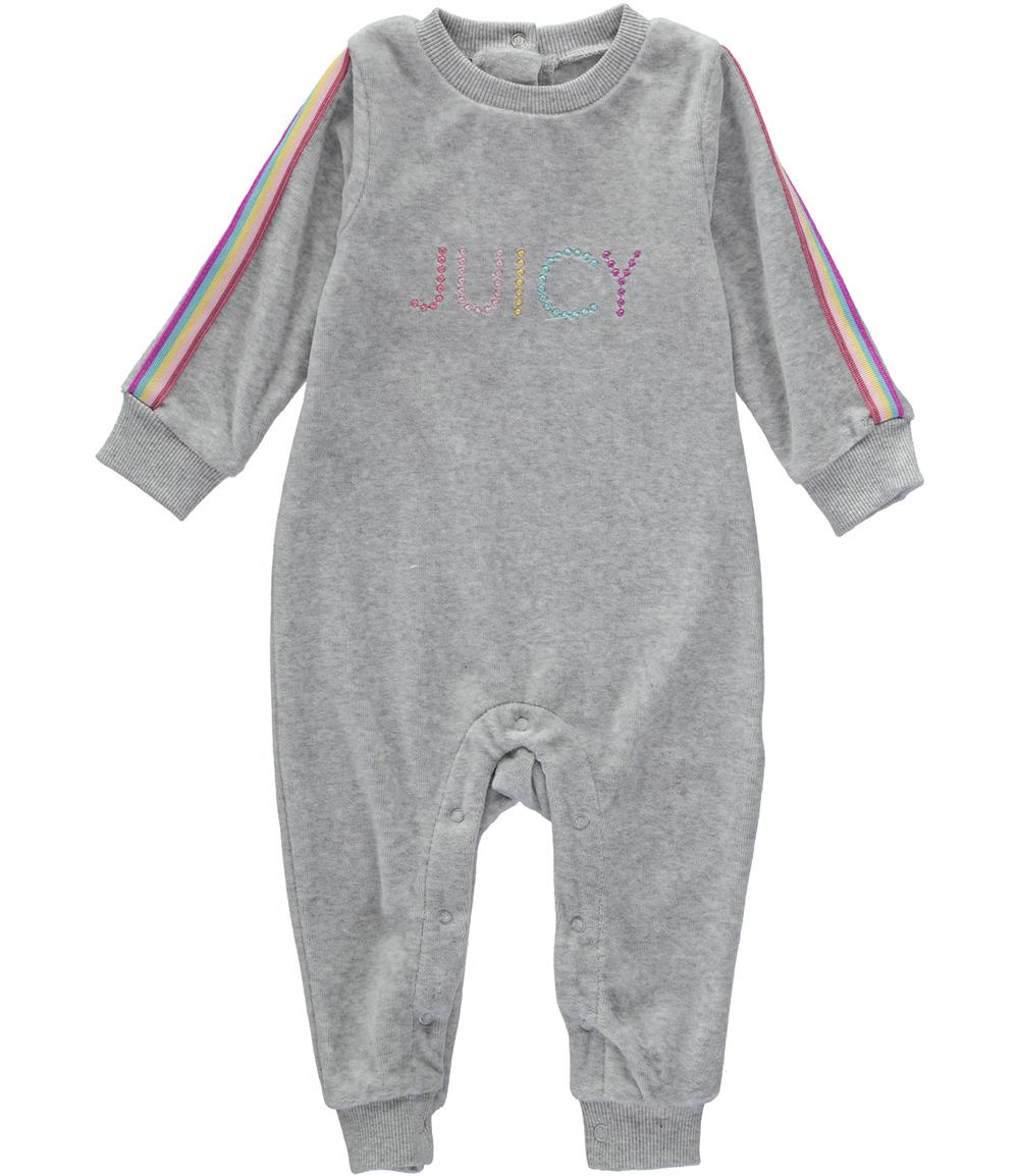 Juicy Couture Girls Infant Velour Rainbow Taping Logo Coverall