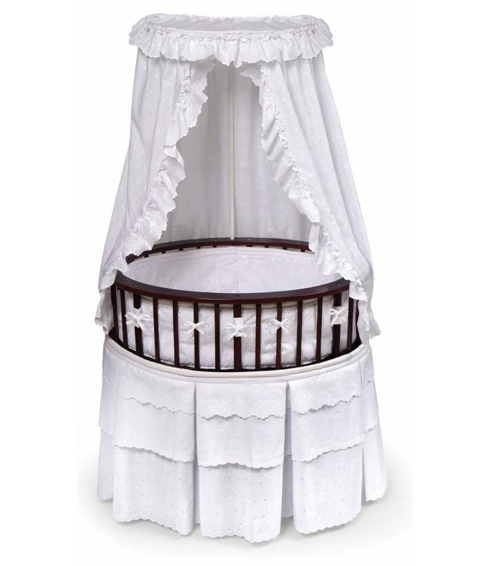 Badger Basket Elite Oval Baby Bassinet w/ Canopy in Cherry/White