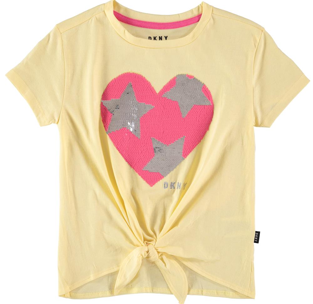 DKNY Girls 7-16 Flip Sequin Heart T-Shirt