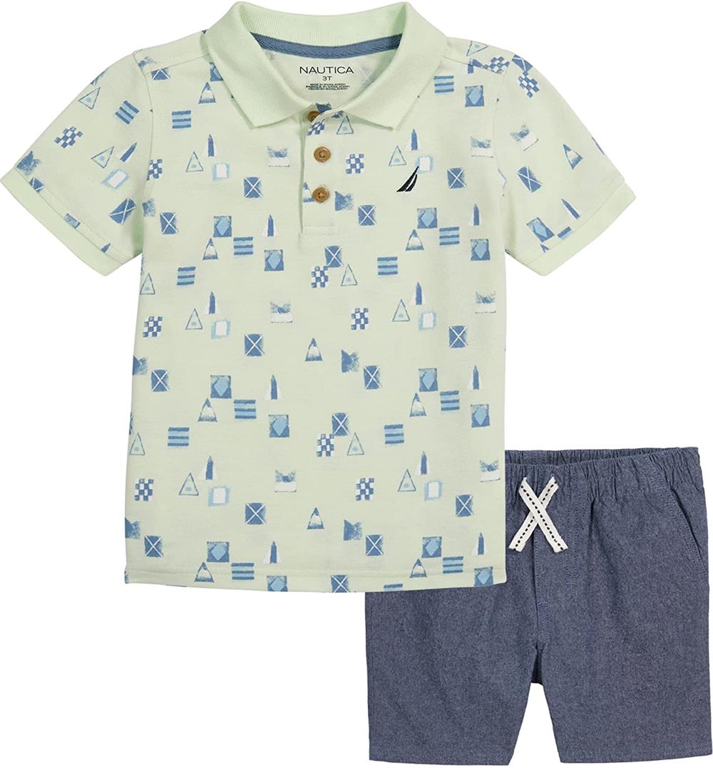 Nautica Boys 2T-4T Flag Polo Short Set