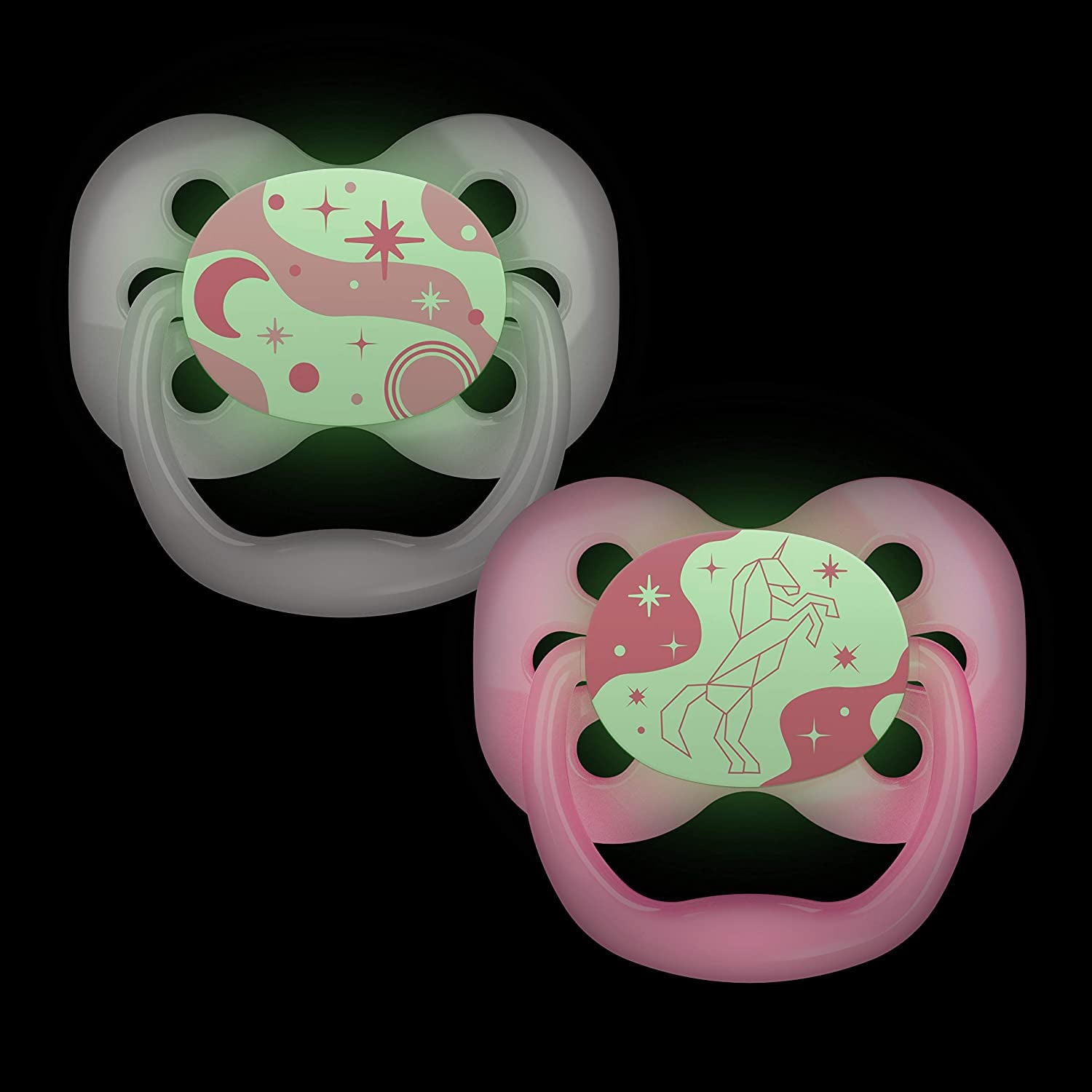 Dr. Browns Advantage Baby Pacifiers, Glow-in-The-Dark, 0-18 Month Pacifiers, 2 Count