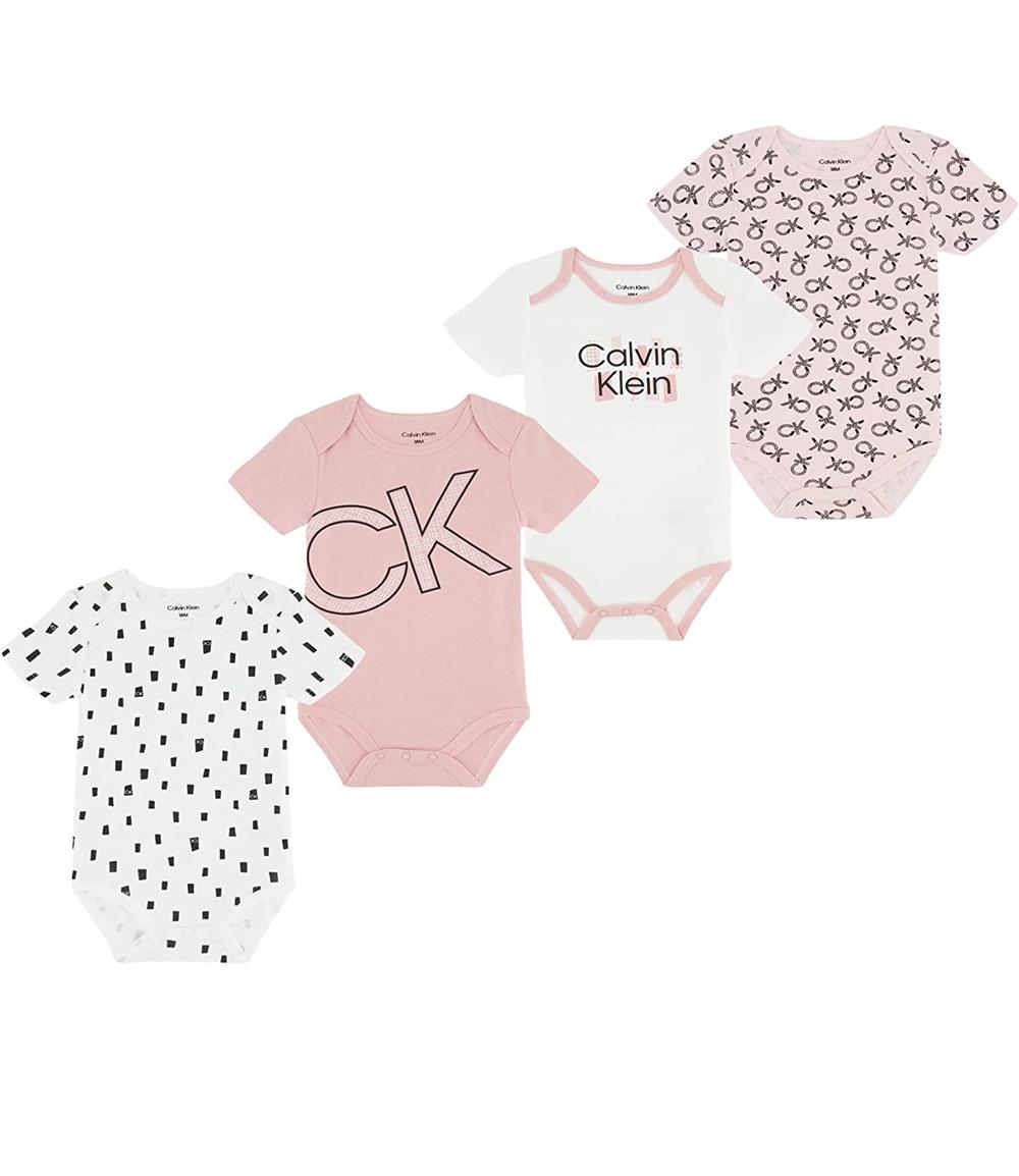 Calvin Klein Girls 12-24 Months Logo 4-Pack Bodysuit