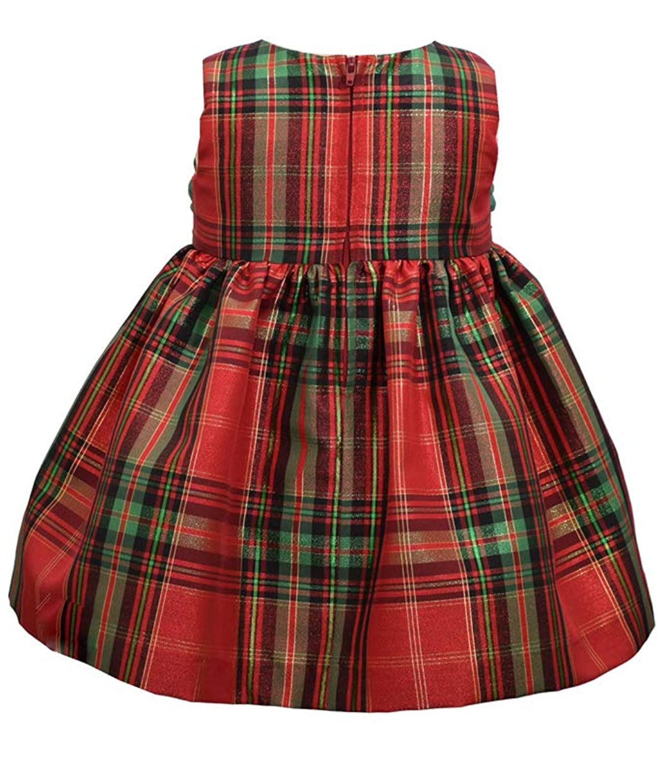 Bonnie Baby Christmas Dress - Plaid with Red Cardigan