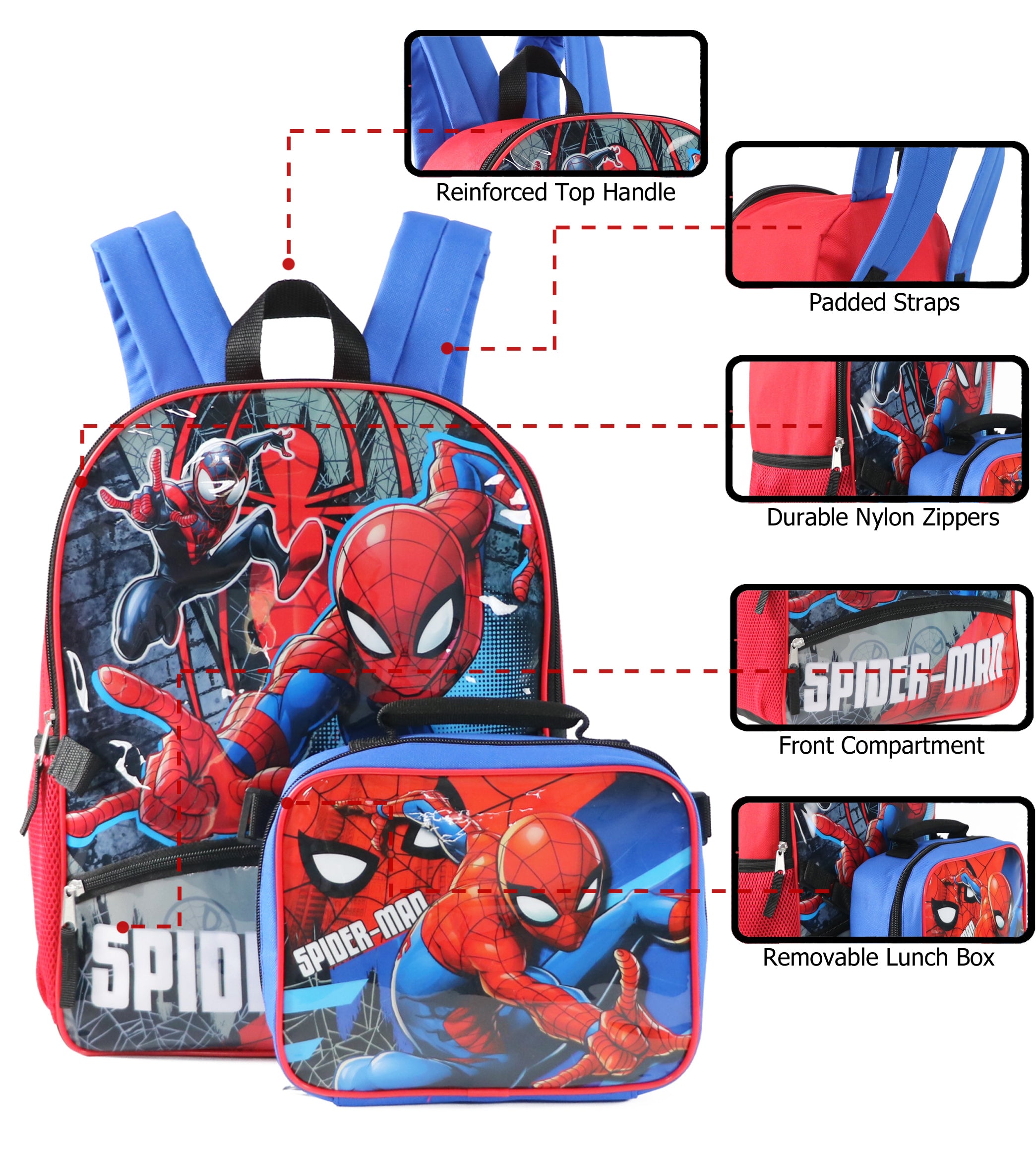 Marvel Spiderman Backpack with Lunchbox