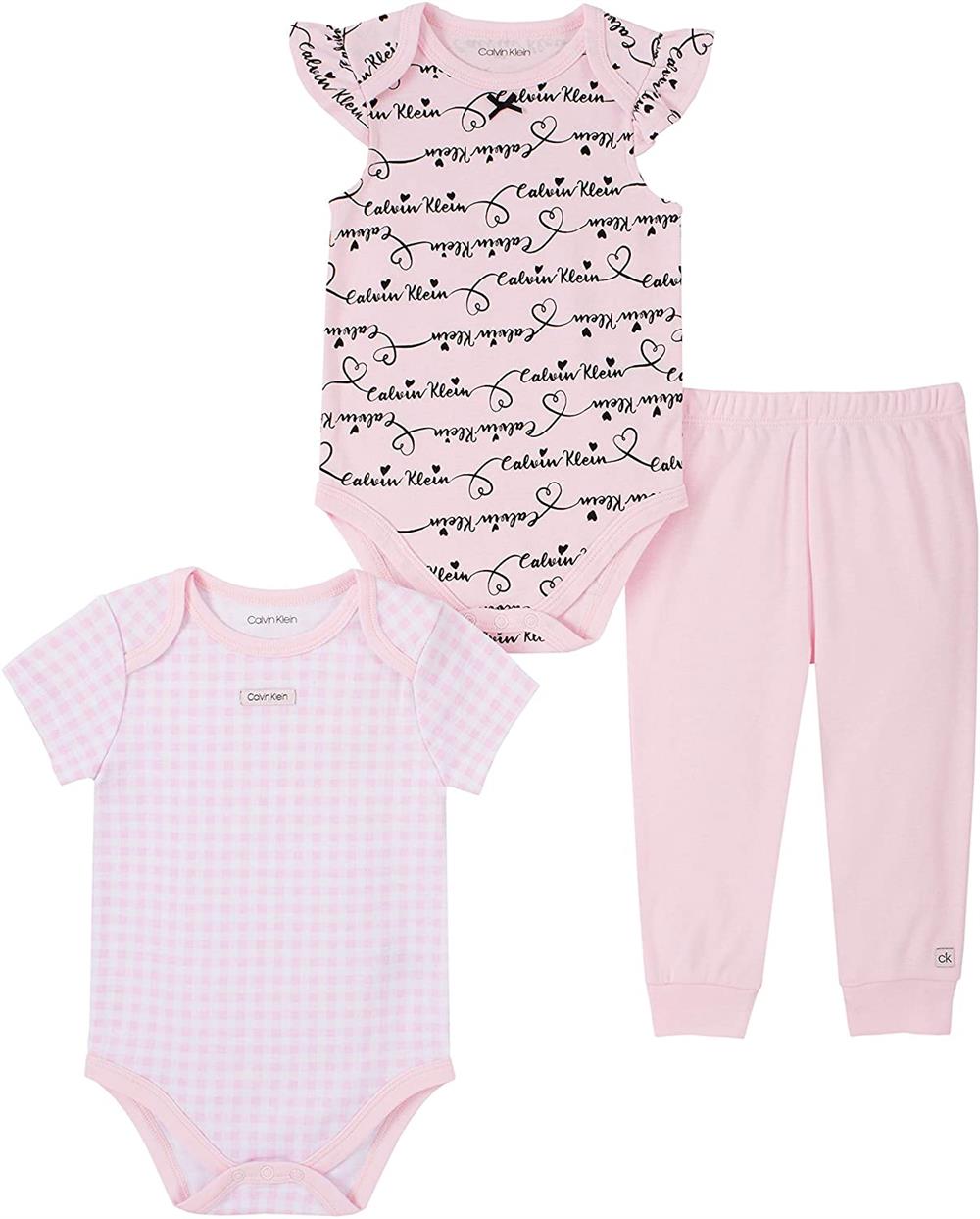 Calvin Klein Girls 12-24 Months 3-Piece Bodysuit Pant Set