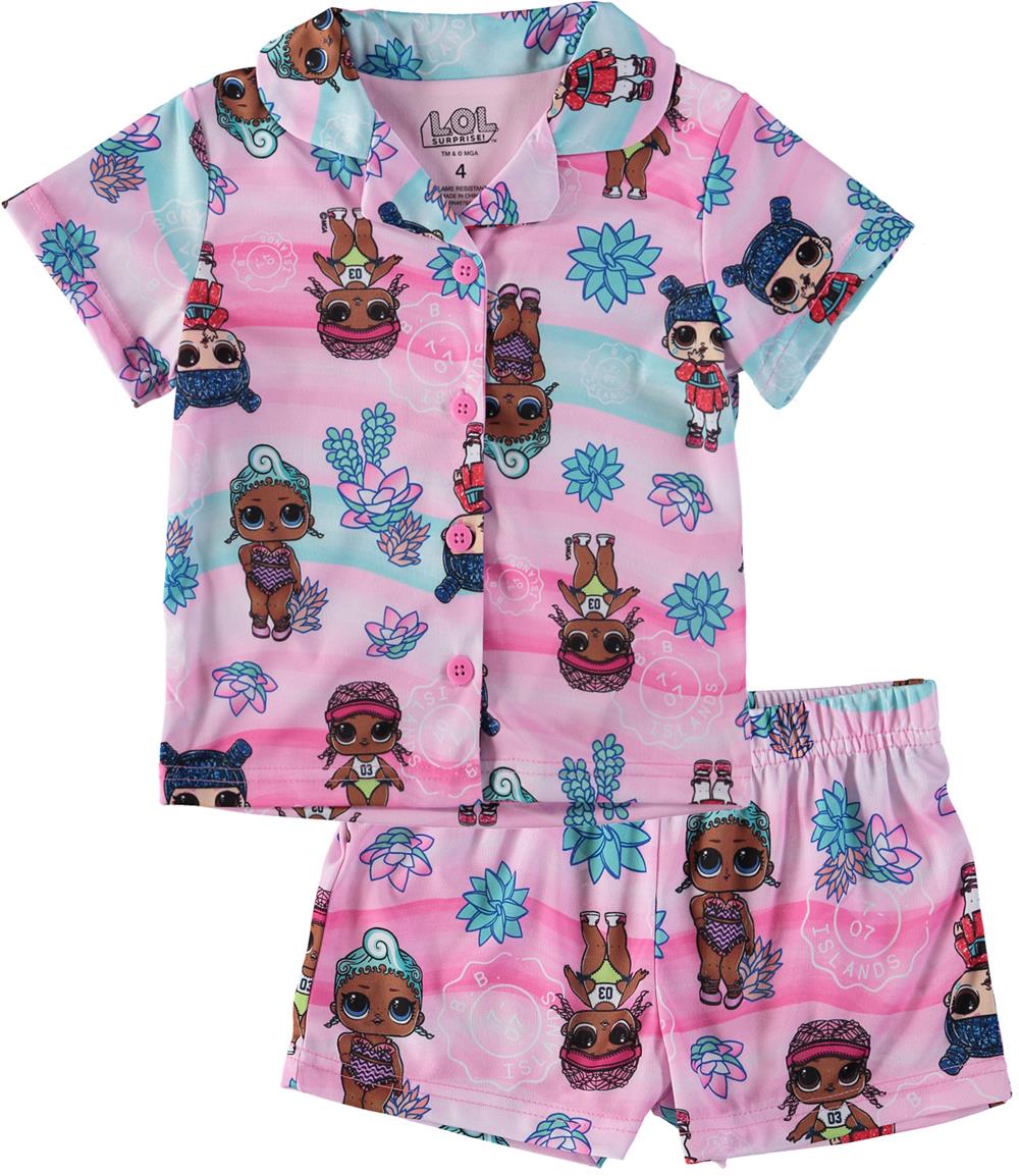 L.O.L. Surprise! Girls 4-10 2-Piece Coat Sleep Shirt with Shorts Pajama Set