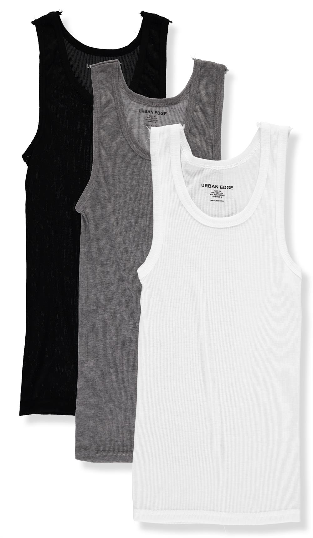 Urban Edge Mens Ribbed Crew Neck Assorted Tank, 3 Pack