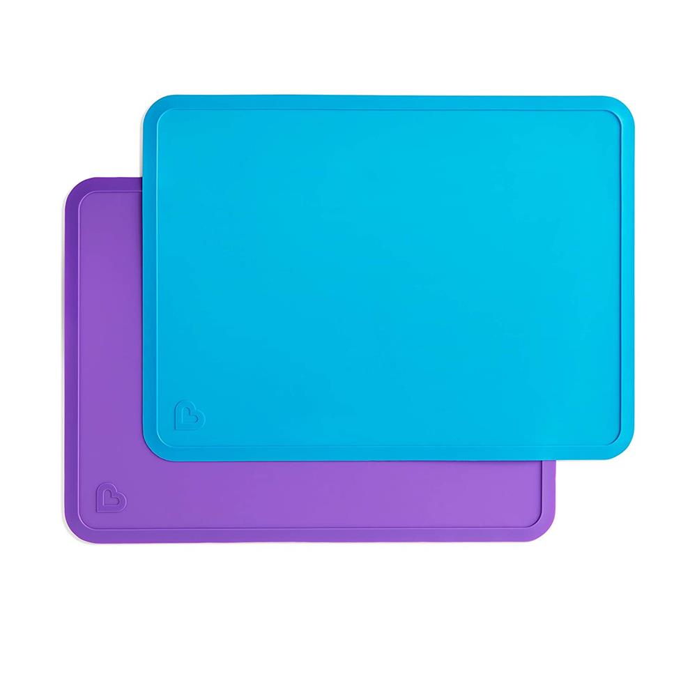 Munchkin Silicone Placemats for Kids, 2 Pack, Blue/Purple