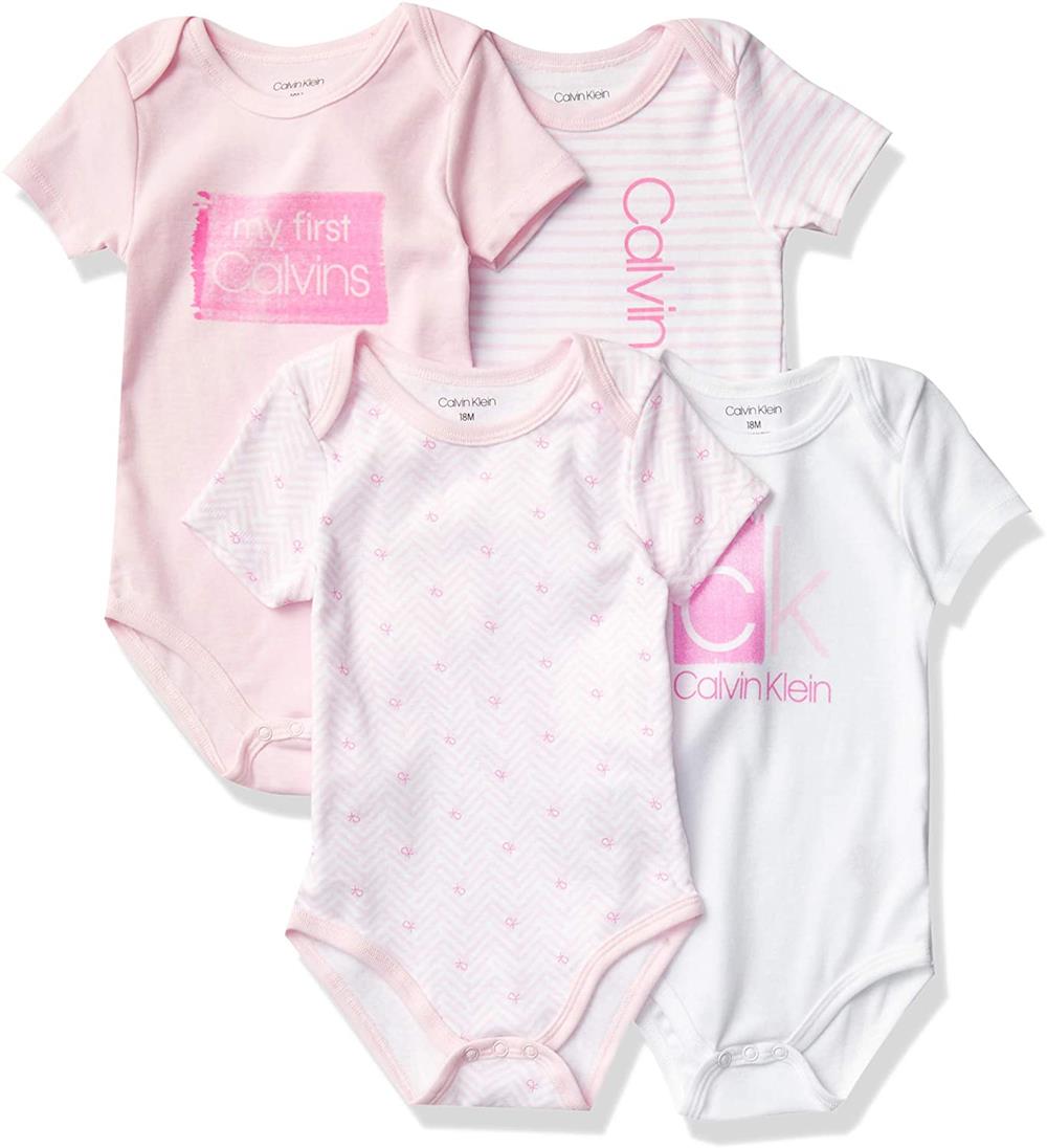 Calvin Klein Girls 0-9 Months 4-Pack Bodysuit