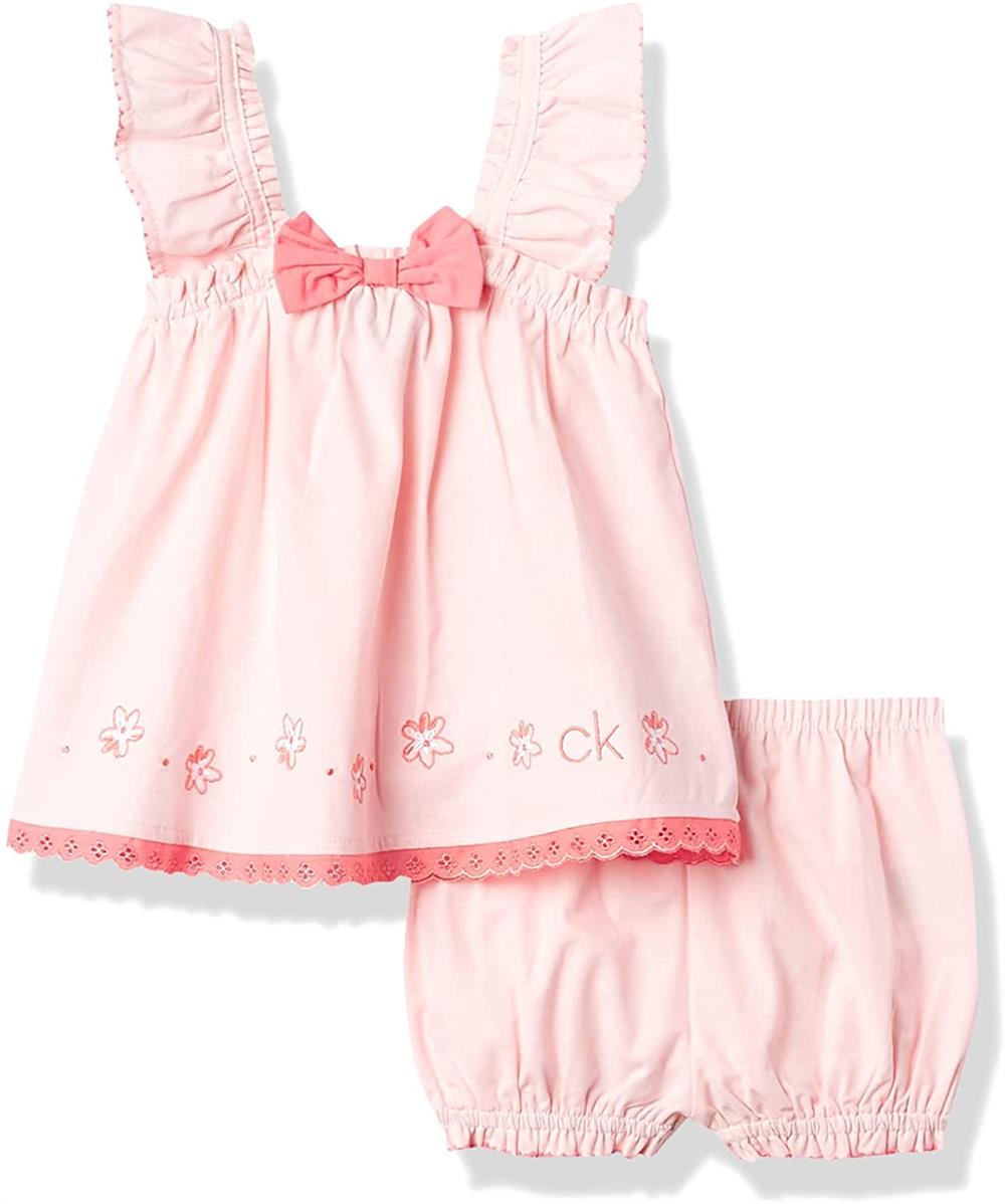 Calvin Klein Girls 12-24 Months Bow Ruffle 2-Piece Diaper Cover Set