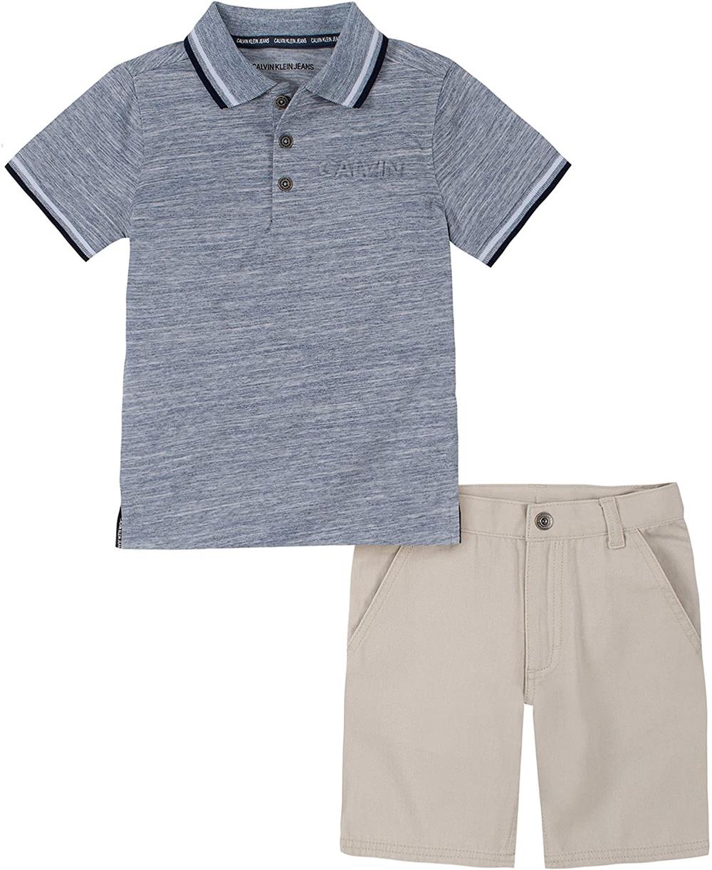 Calvin Klein Boys 4-7 Textile Polo Short Set