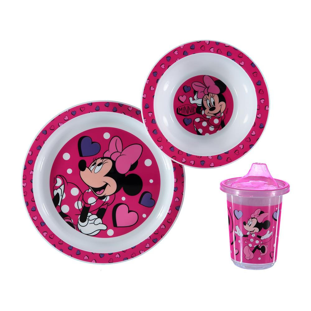 Disney Baby Minnie Mouse 3-Piece Dinner Set: Plate, Bowl and Cup