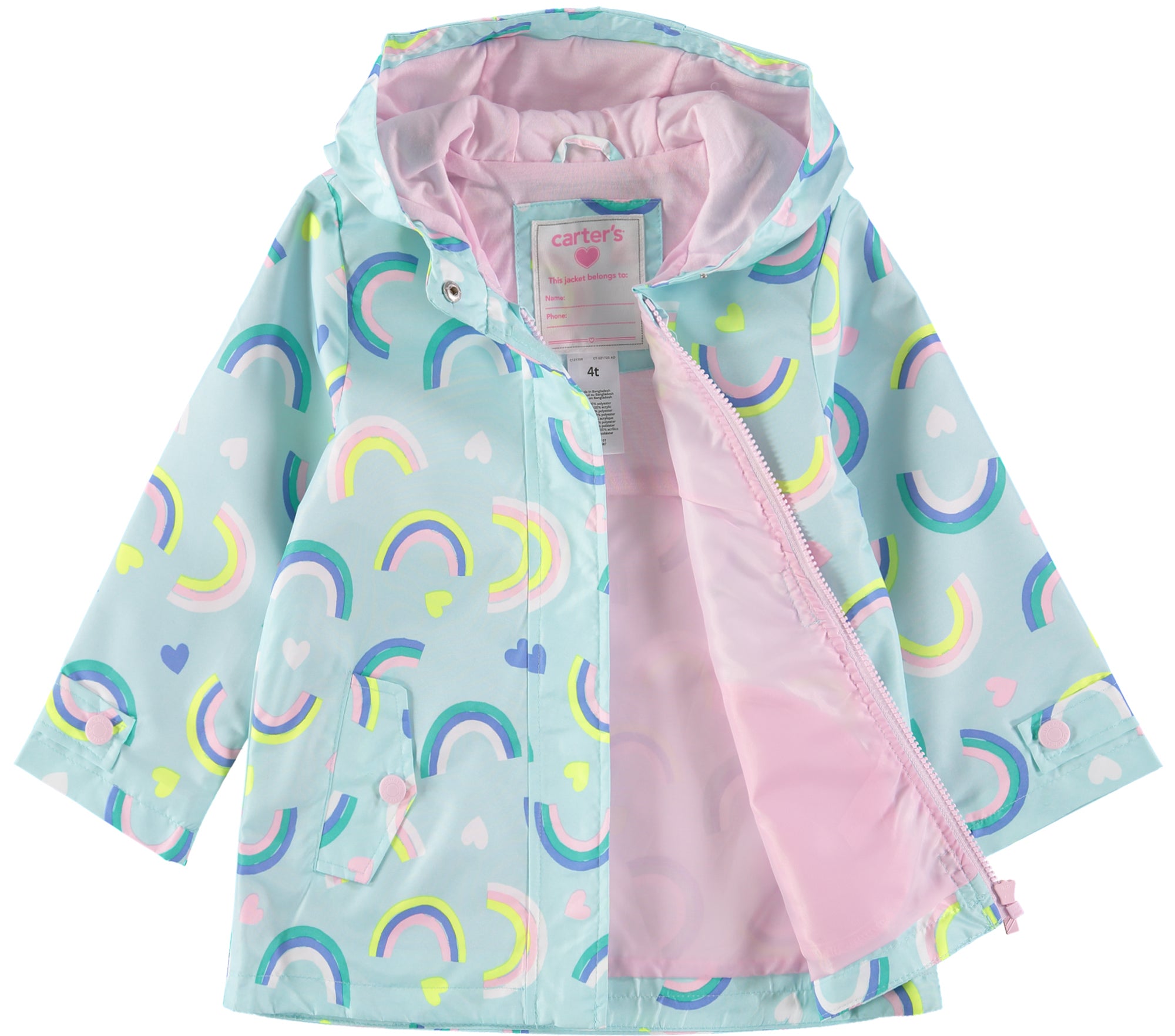 Carters Girls 12-24 Months Rainbow Rain Slicker