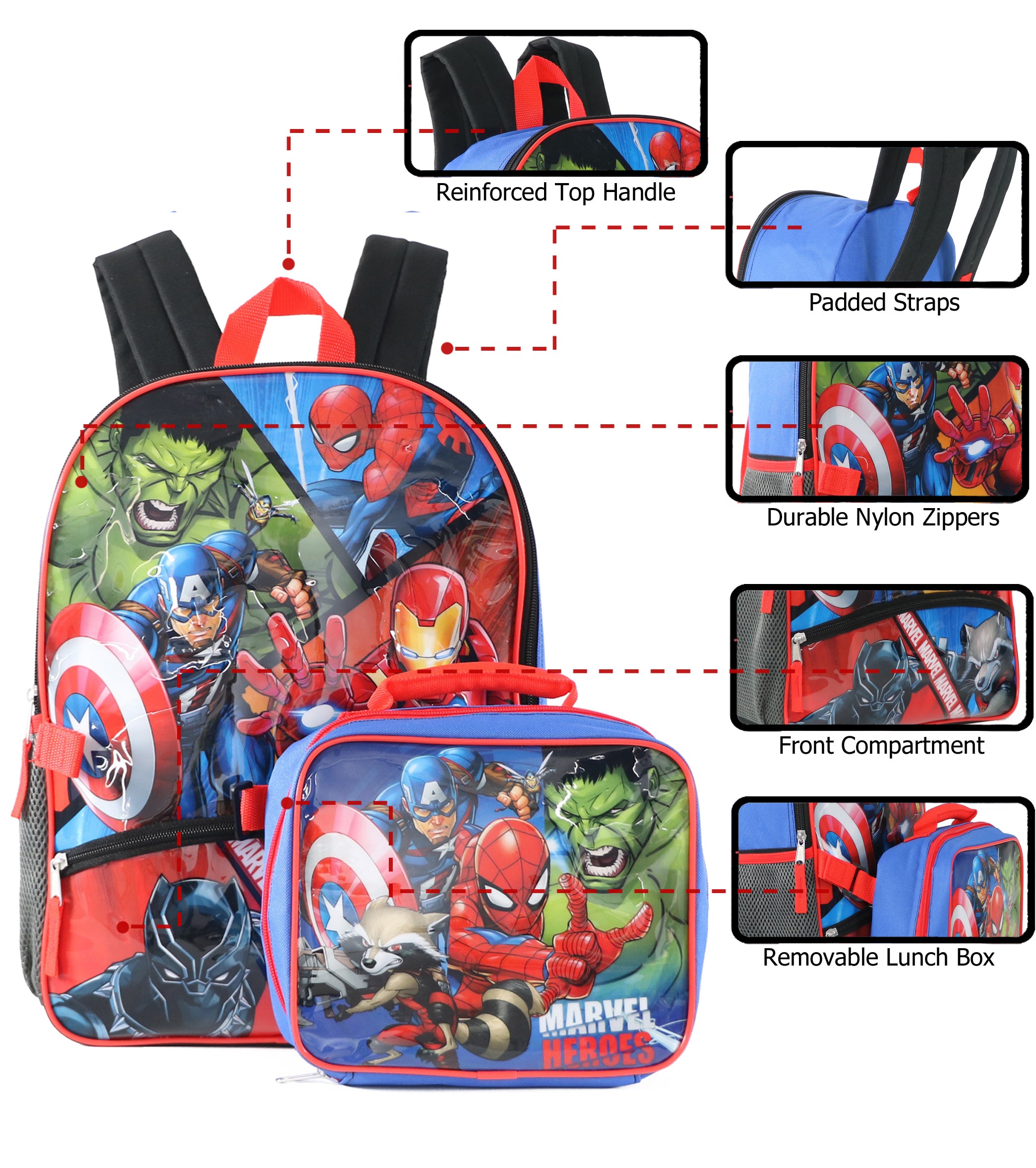 Marvel Heroes Backpack with Lunchbox