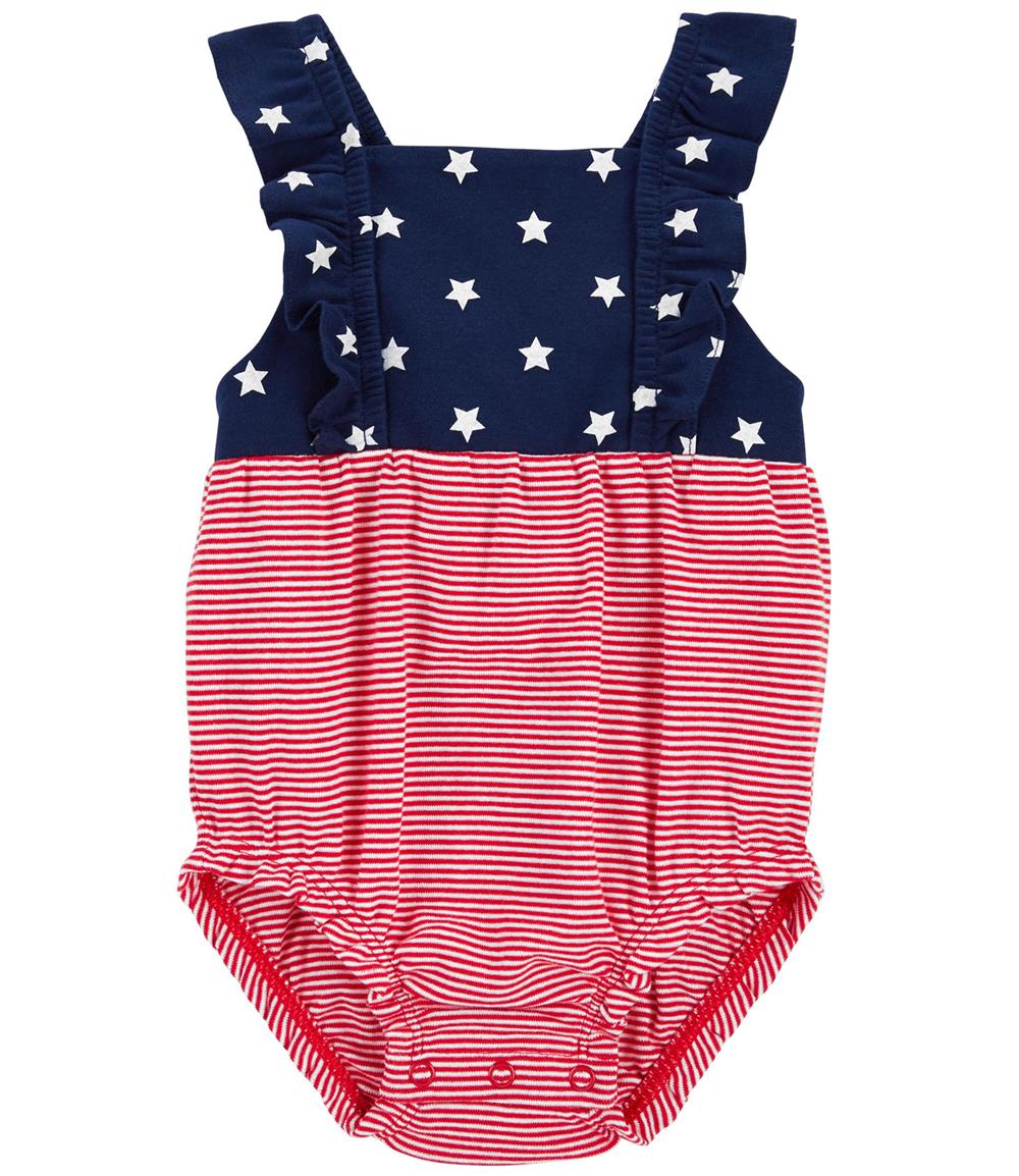 Carters Girls 0-24 Months 4th Of July Sunsuit Bodysuit