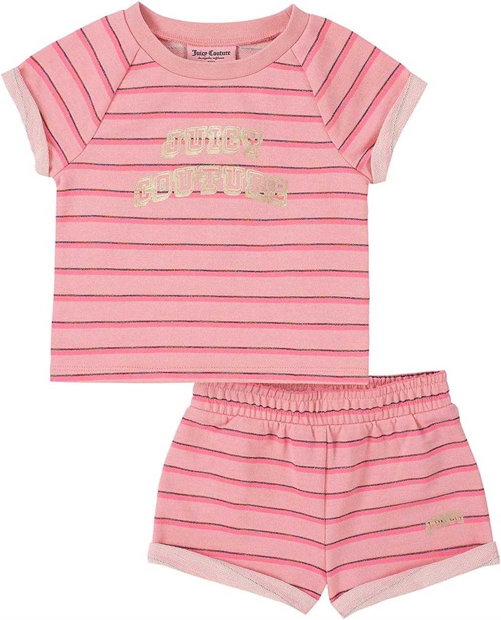 Juicy Couture Girls 4-6X Logo Stripe Short Set