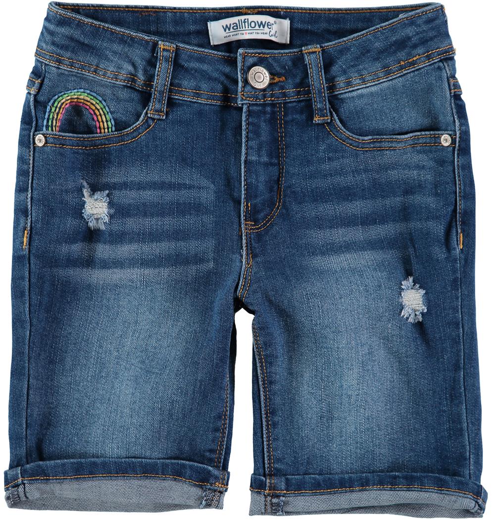 WallFlower Girls 7-16 Rainbow Denim Bermuda