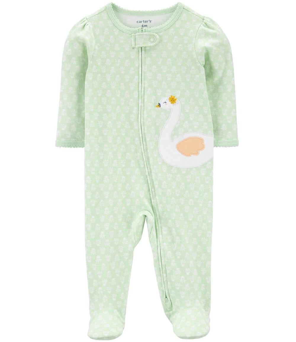 Carters Girls 0-9 Months Swan 2-Way Zip Footie Sleep & Play