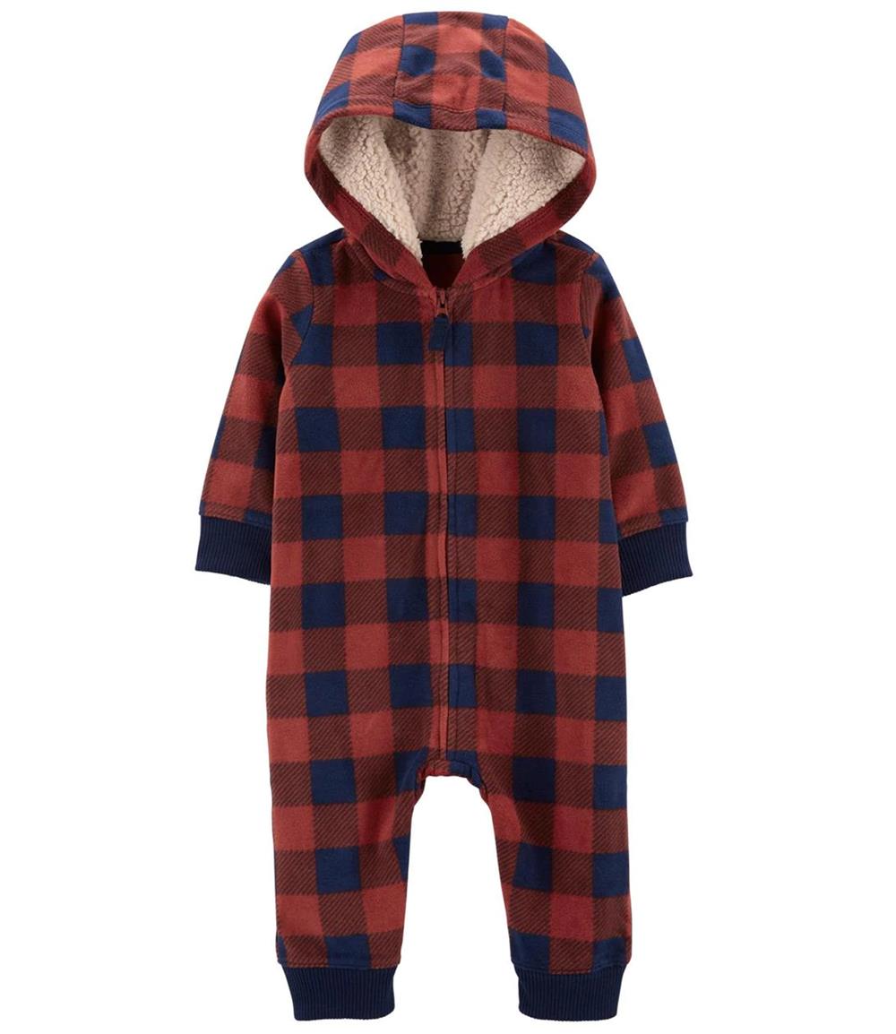 Carters Boys 0-24 Months Plaid Hooded Jumpsuit