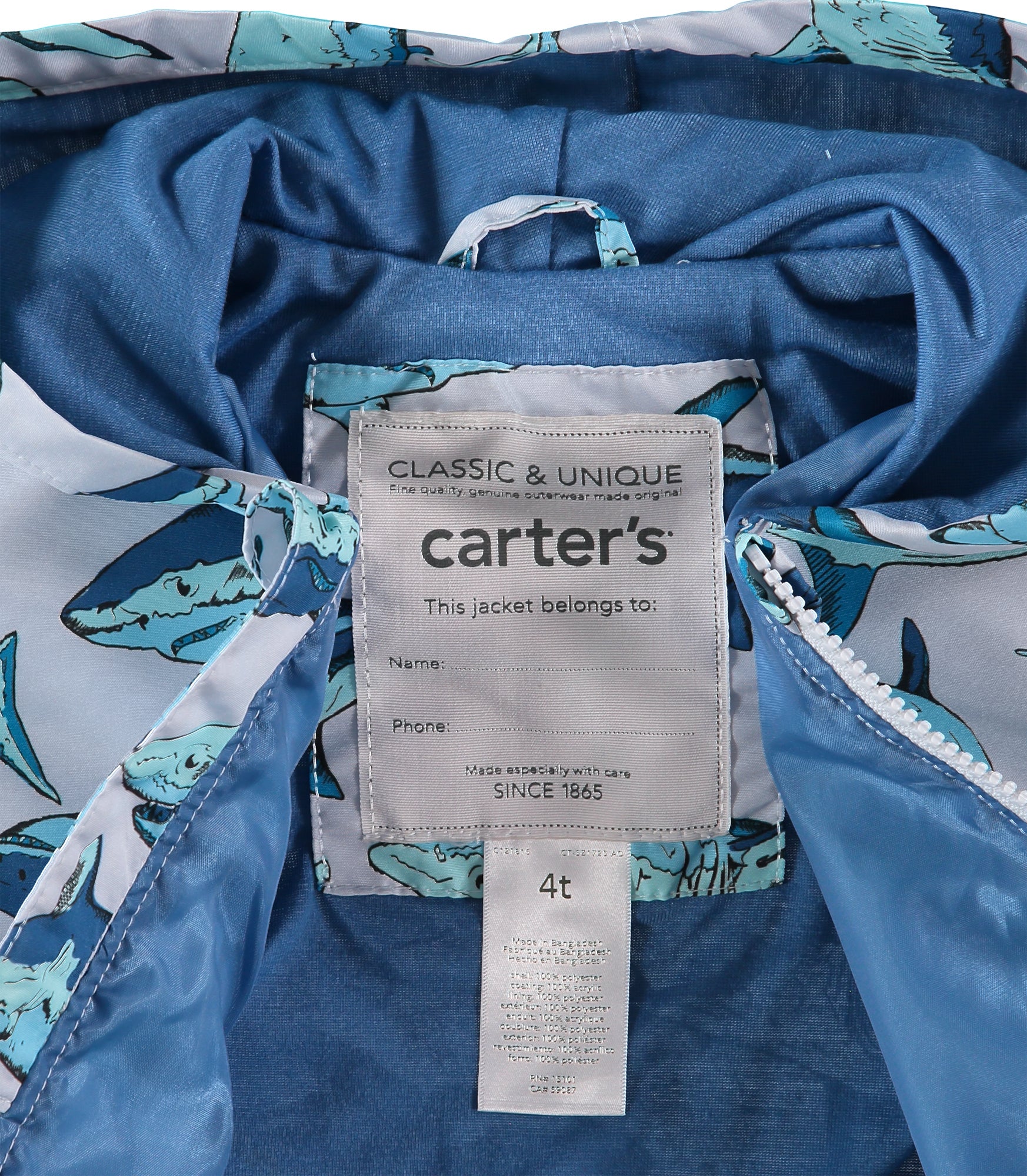 Carters Boys 4-7 Shark Rain Slicker