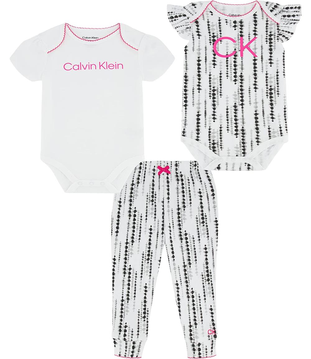 Calvin Klein Girls 12-24 Months 3-Piece Bodysuit Pant Set