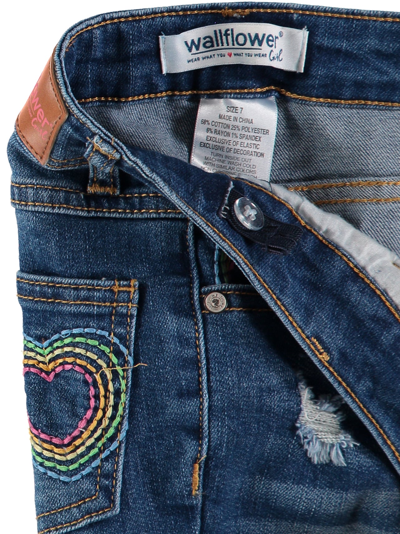 WallFlower Girls 7-16 Rainbow Denim Bermuda