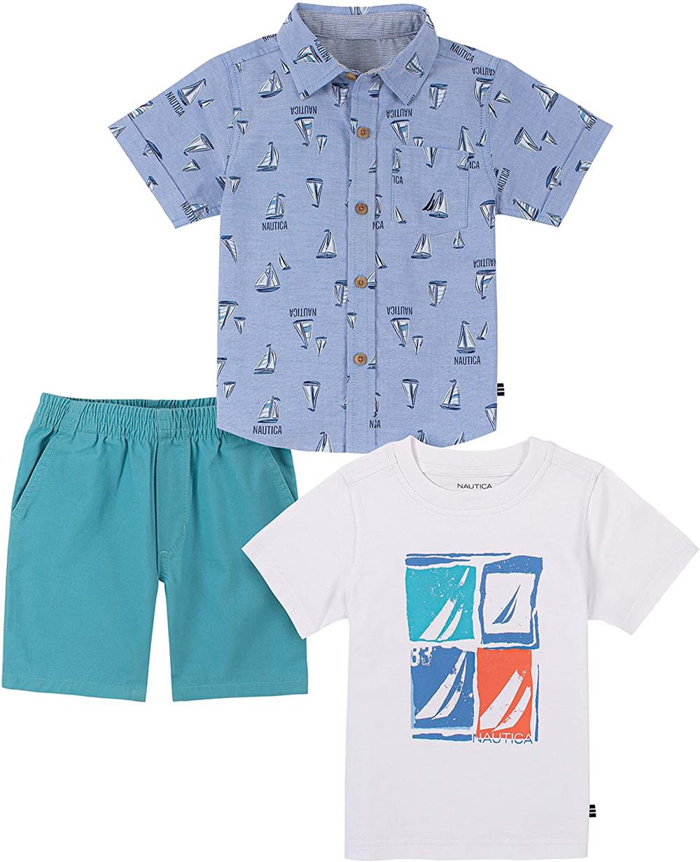 Nautica Boys 4-7 Sail 3-Piece Woven Short Set