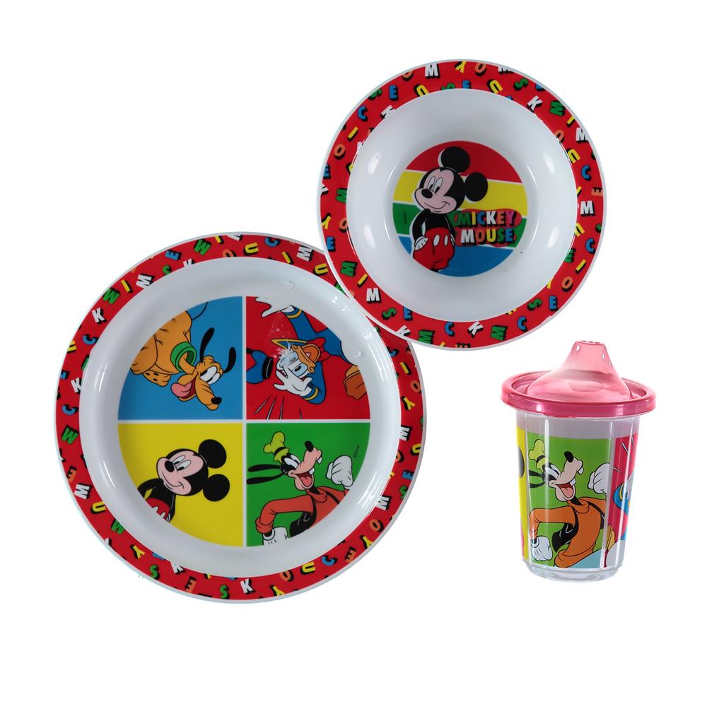 Disney Baby Mickey Mouse 3-Piece Dinner Set: Plate, Bowl and Cup