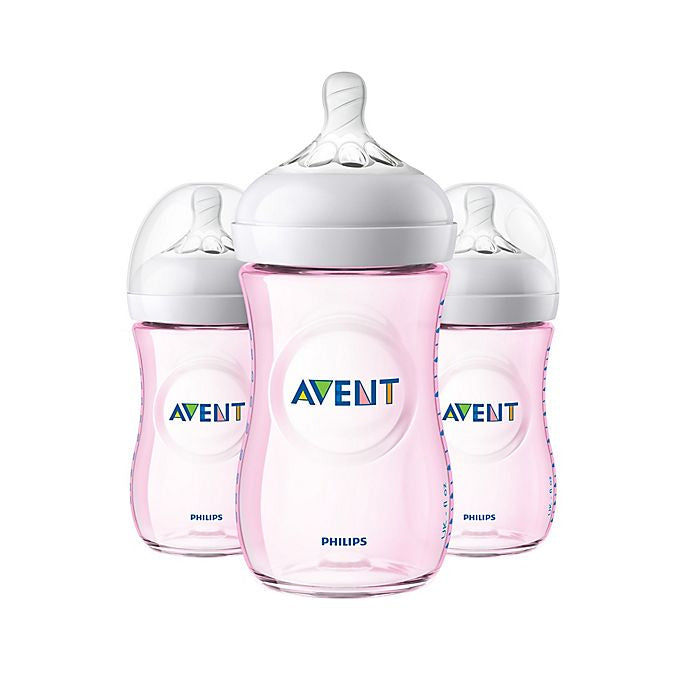 Philips Avent 3-Pack Natural Wide-Neck Bottles, Pink