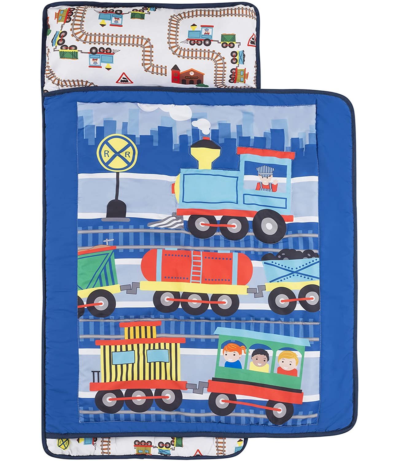 Everyday Kids Toddler Nap Mat with Removable Pillow -Choo Choo Train