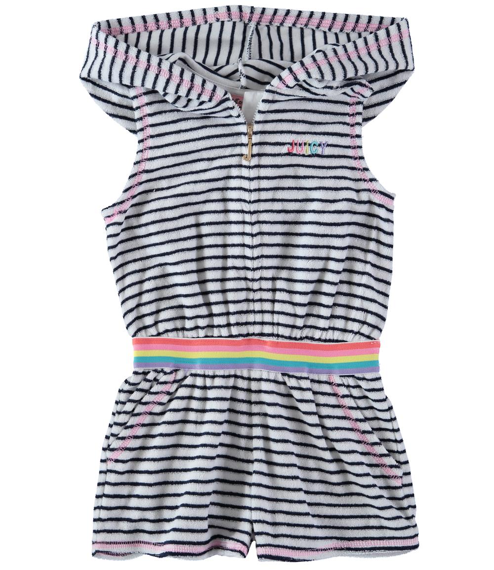 Juicy Couture Girls 4-6X Stripe Hooded Romper