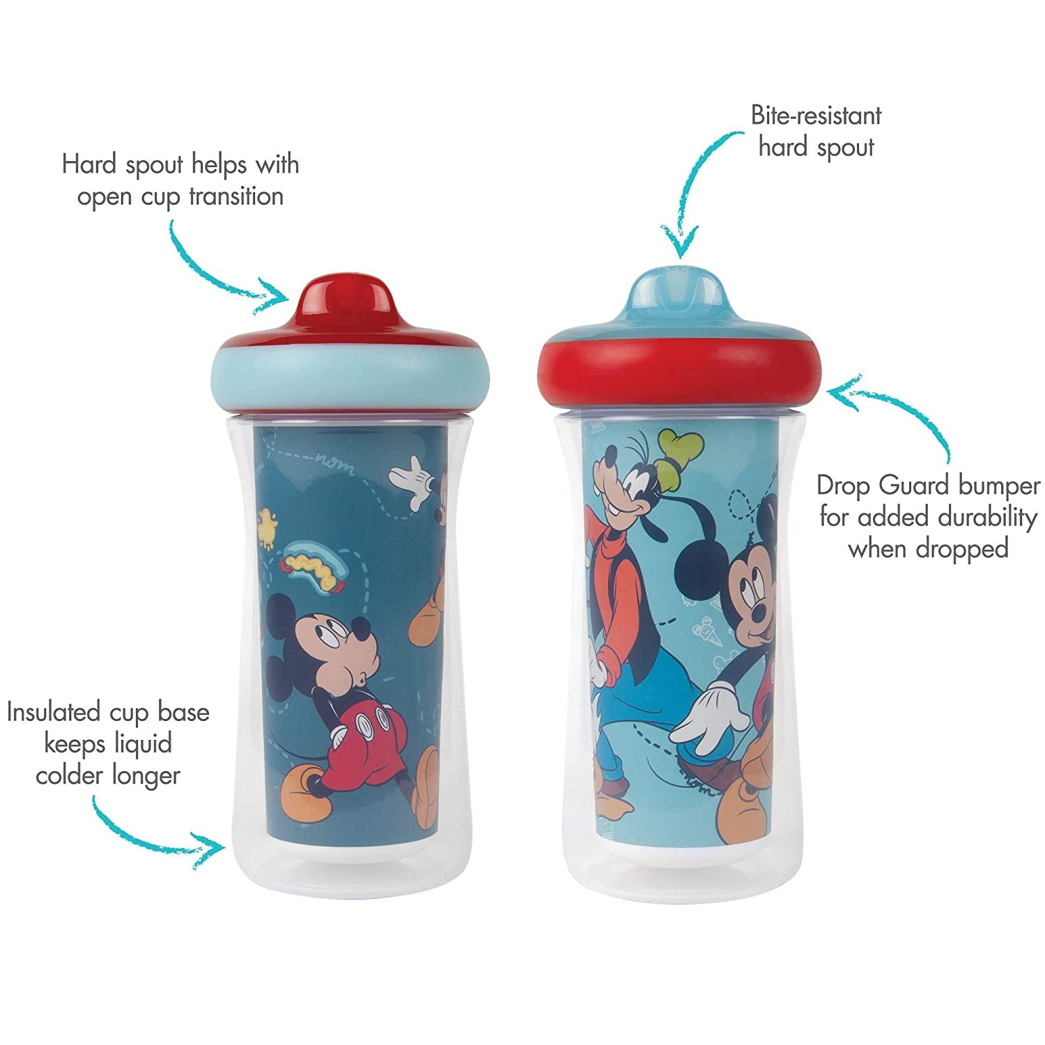 The First Years Disney Mickey Mouse Insulated Sippy Cups, 9 Ounces (Pack of 2)