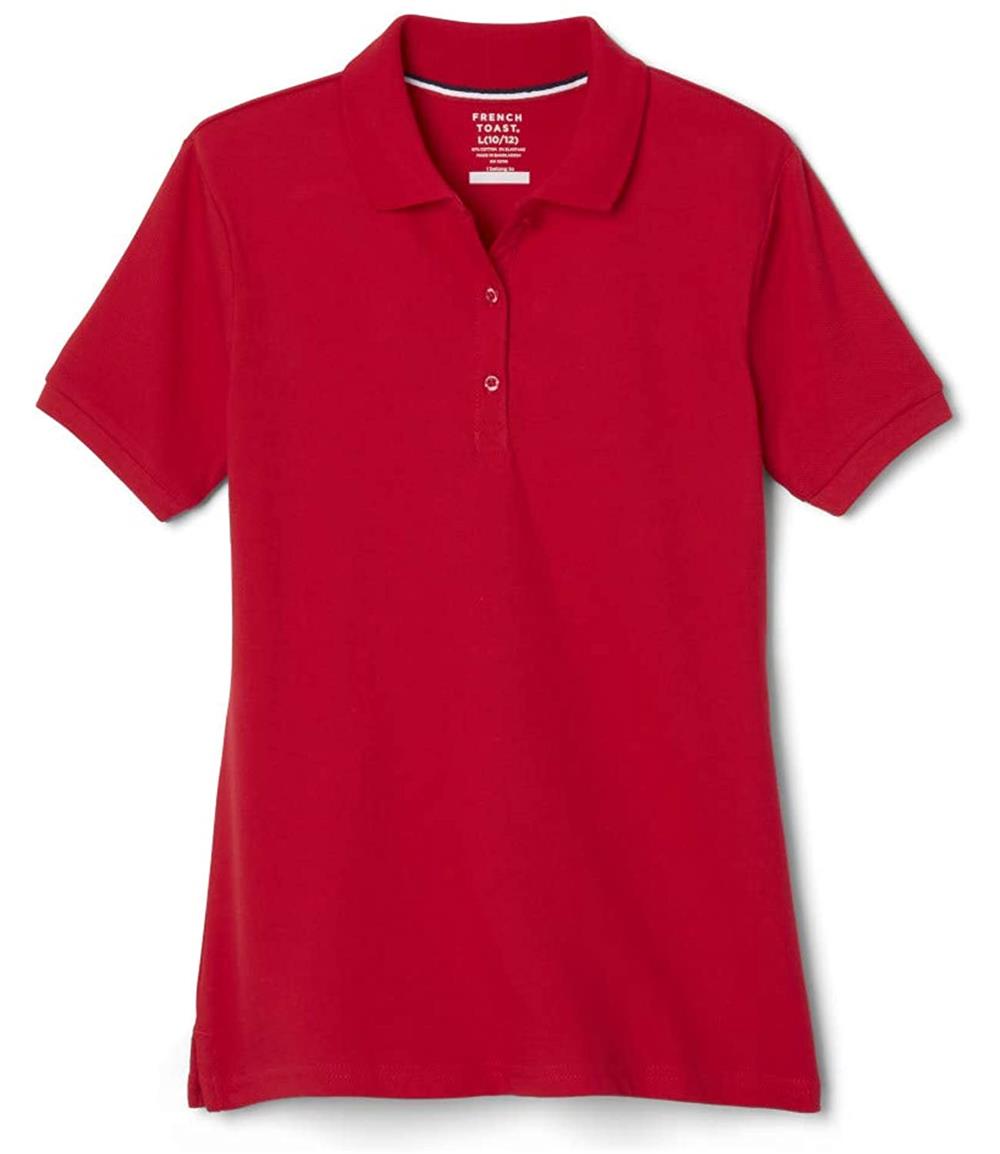 French Toast Girls' Short Sleeve Stretch Pique Polo, 10