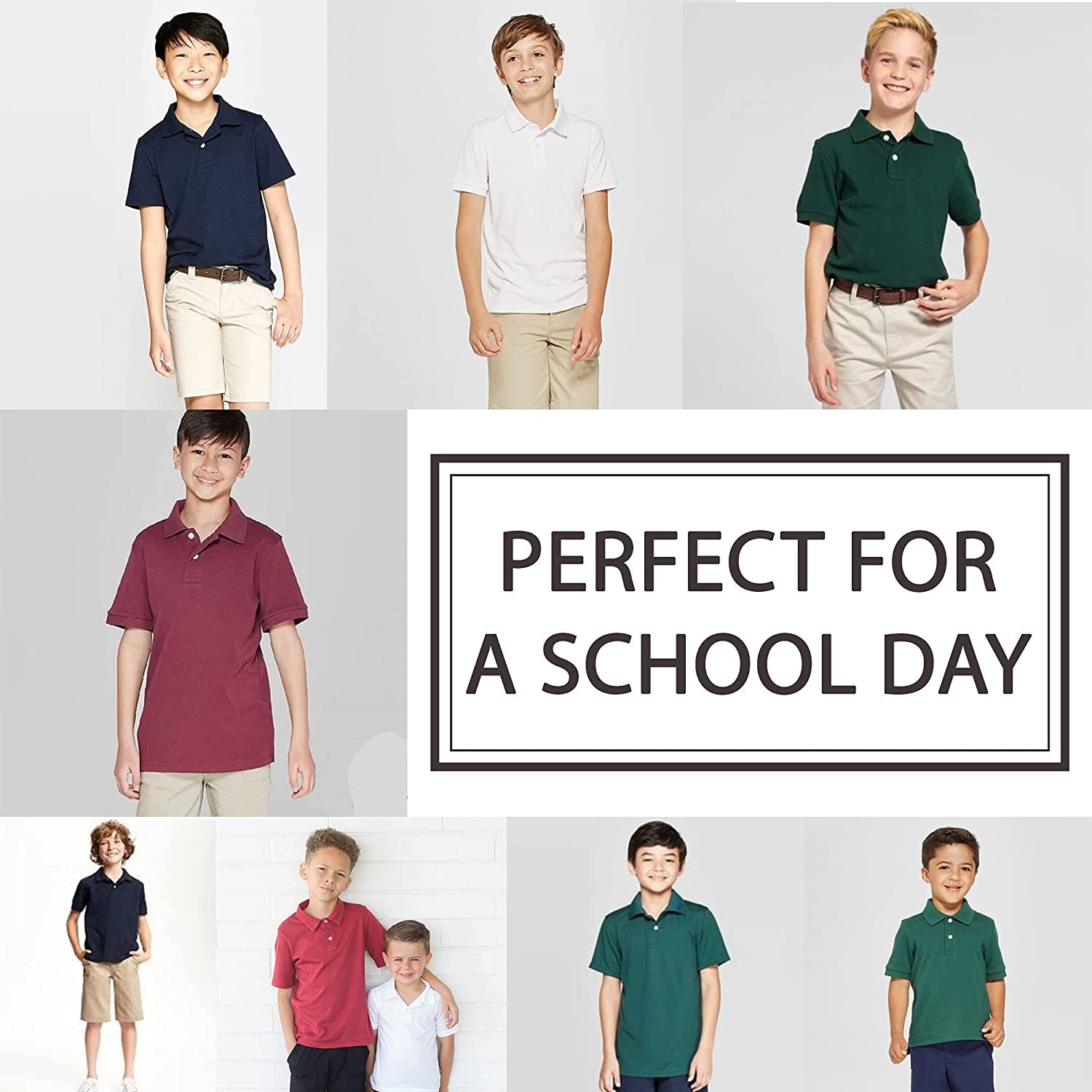 Galaxy Boys 4-7 Short Sleeve Polo School Uniform Shirt