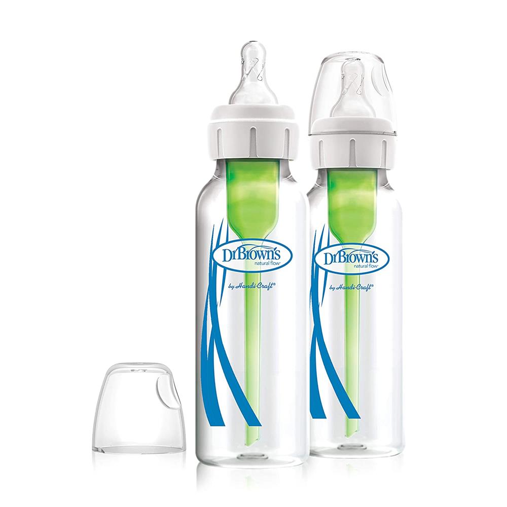 Dr. Browns Natural Flow Options+ Narrow Glass Baby Bottles, 8oz, 2-Pack