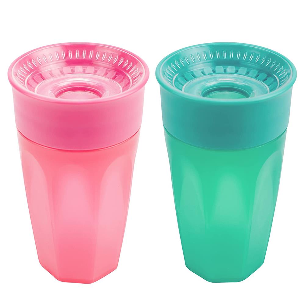 Dr. Browns Cheers 360 Spoutless Training Cup, 9m+, 10 Ounce, Pink/Turquoise, 2 Count