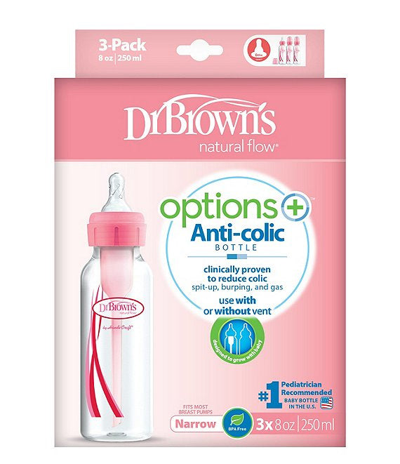 Dr. Browns Options+ Narrow Bottles, 3 Pack, 8 Ounce, Level 1