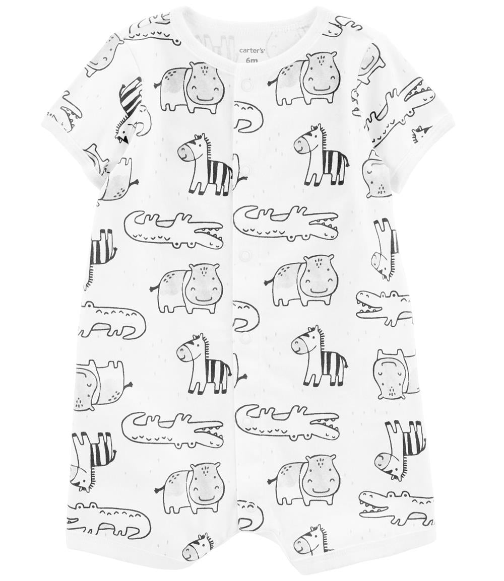 Carters Boys 0-24 Months Safari Animals Snap-Up Romper