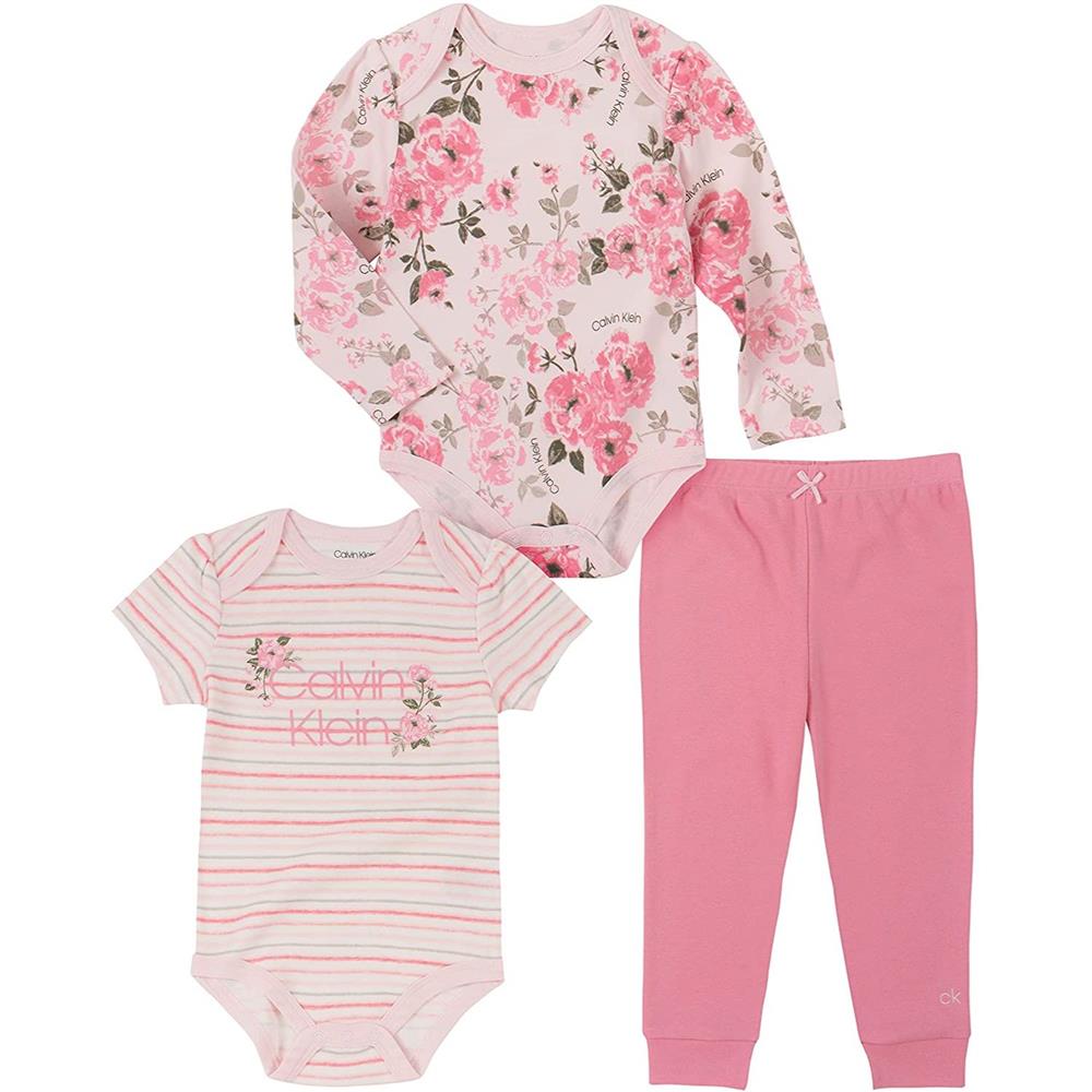 Calvin Klein Baby-Girls 3 Pieces Bodysuit Pants Set