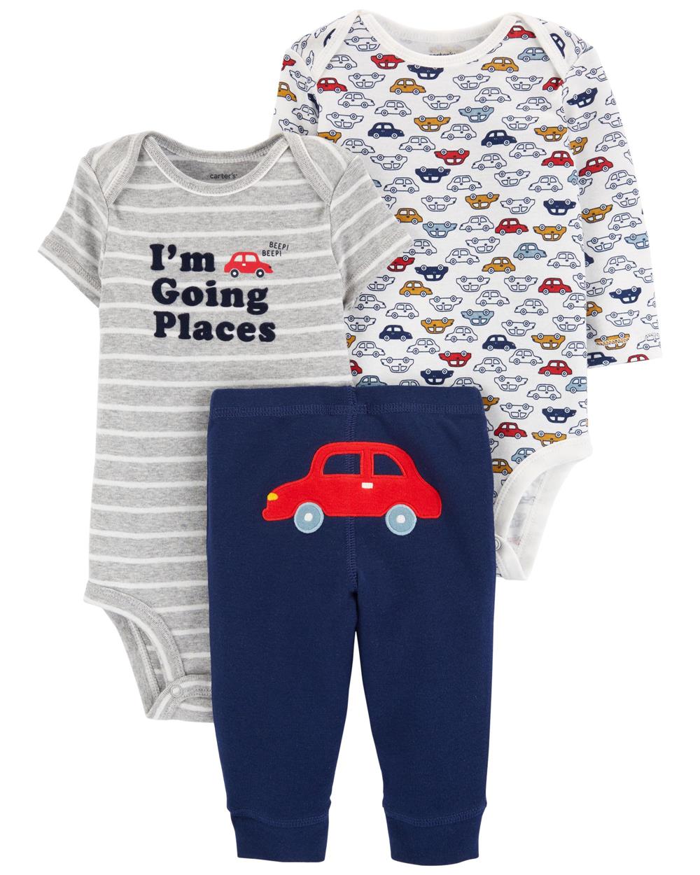 Carters Boys 0-24 Months Car 3-Piece Bodysuit Pant Set