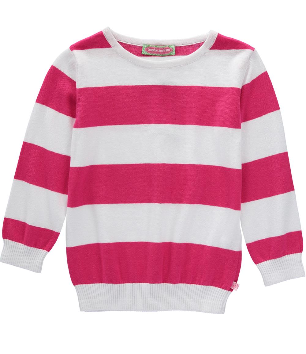 Sophie and Sam Girls 4-6X Long Sleeve Stripe Pull Over Sweater