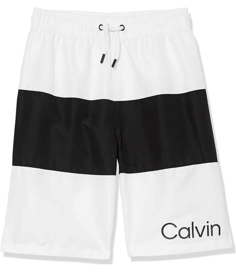 Calvin Klein Boys 8-20 Stripe Swim Short Swim Trunk with UPF 50+ Sun Protection