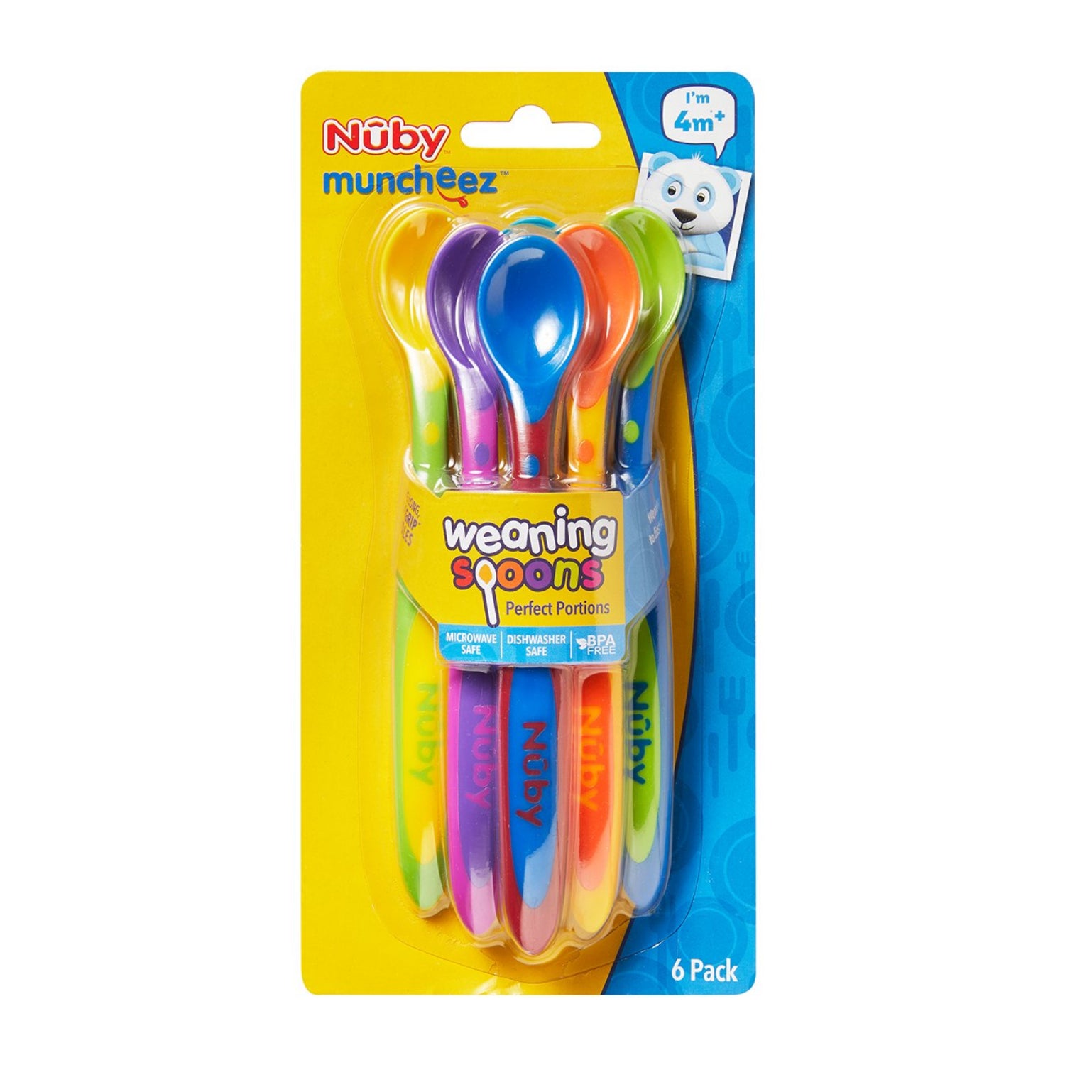 Nuby 6 Piece Long Handle Weaning Spoons, Assorted