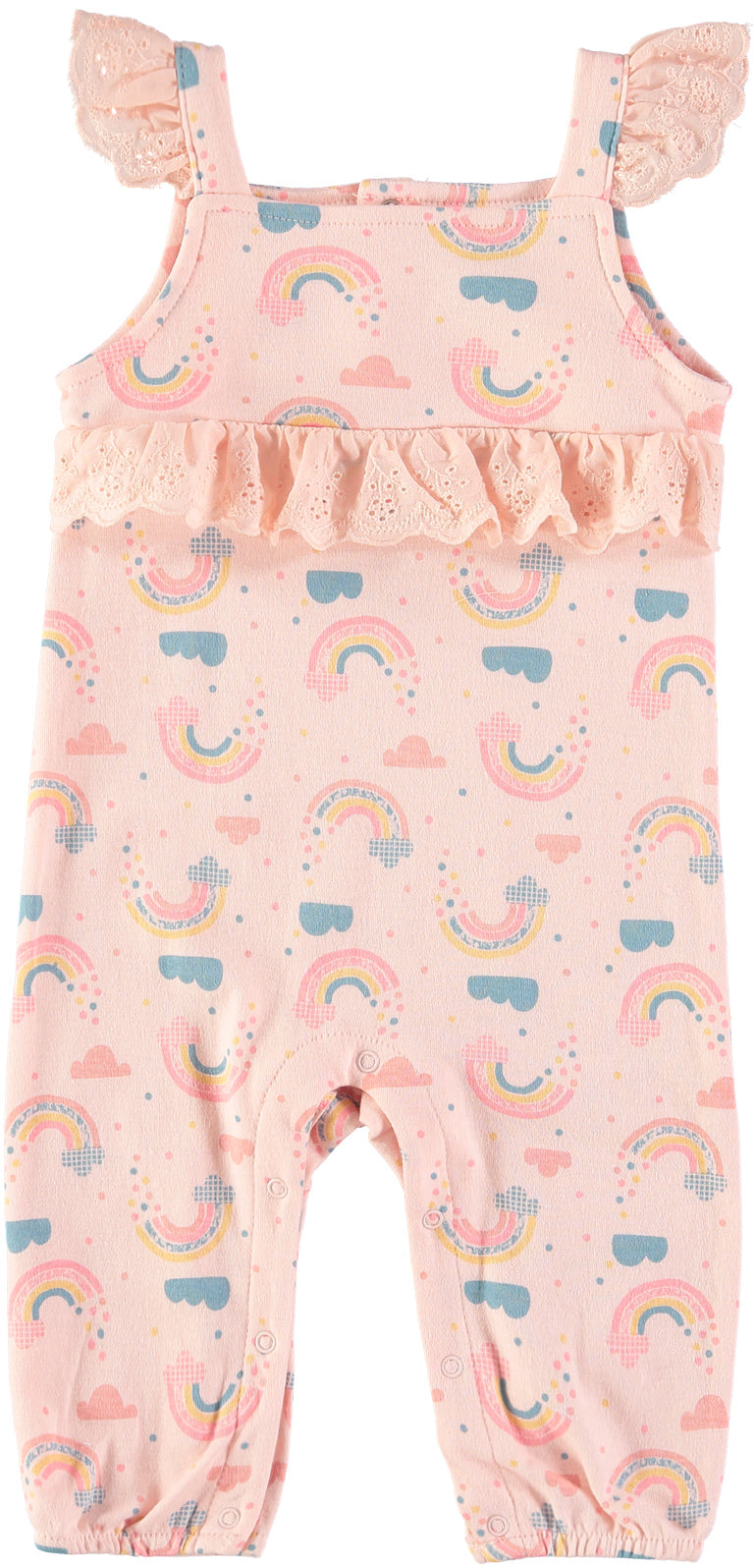 Rene Rofe Baby Girls 0-9 Months Rainbow Jumpsuit and Hat Set