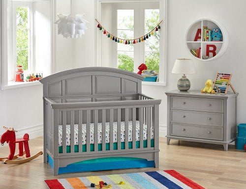 Kolcraft 4-in-1, Easy-to-Assemble, Brooklyn Convertible Crib, Nursery Gray