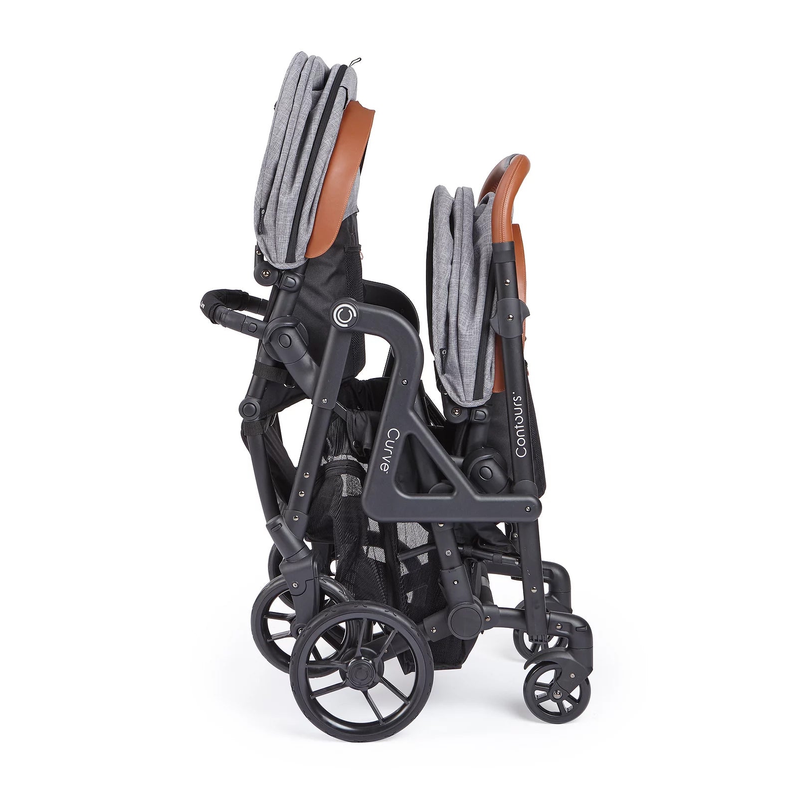 Contours Curve Tandem Double Stroller for Infants, Toddlers or Twins - 360° Turning, Multiple Seatin