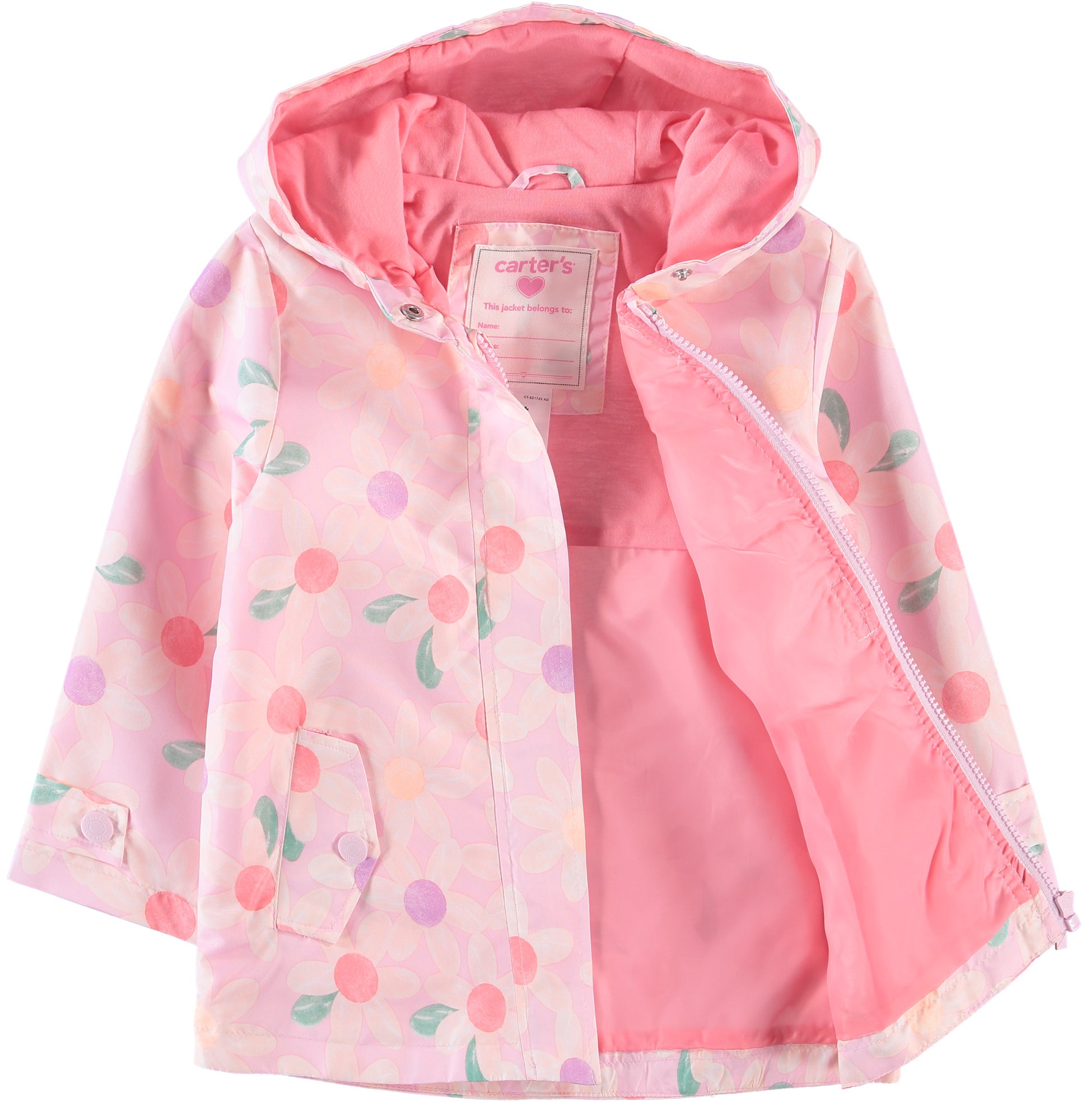 Carters Girls 2T-4T Floral Rain Slicker